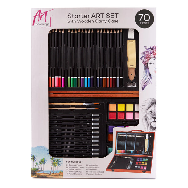 Art Advantage Starter Art Set With Wooden Carry Case Set Of 70