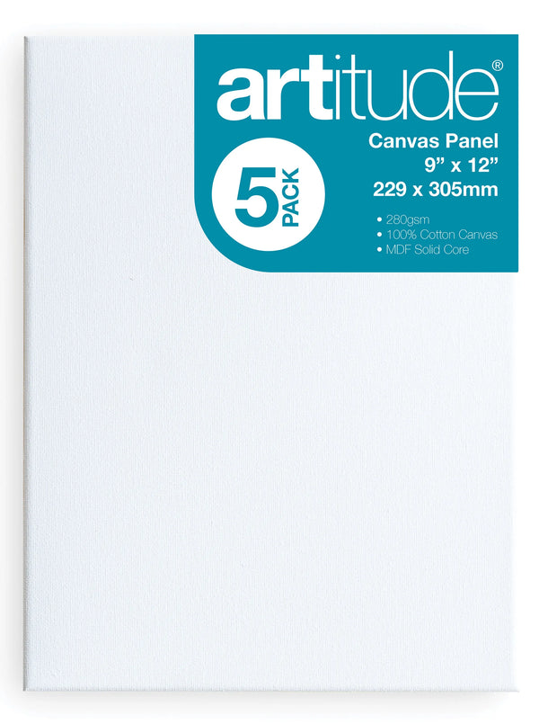 Artitude Canvas Panel Pack Of 5#Size_9X12 INCH