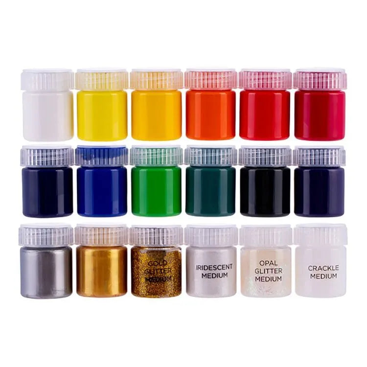Jasart Byron Acrylic Paint & Mediums Pot Set of 18 Pieces