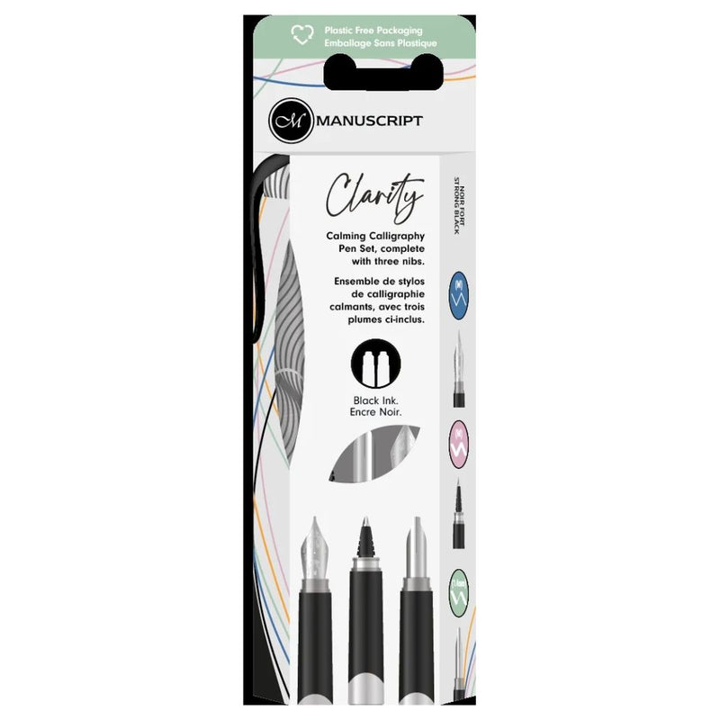 Manuscript Clarity Fountain Pens Black Set of 3