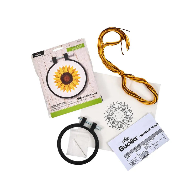 Bucilla 3" Golden Sunflower Stamped Embroidery Kit