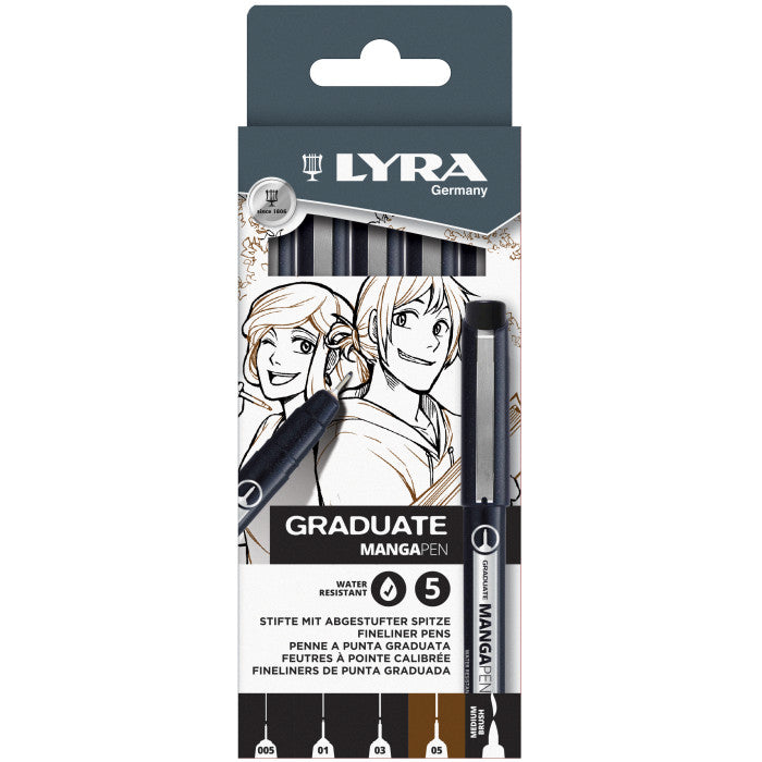 Graduate Ink Pens Lyra Graduate Mangapen Pigmented Ink Pens Pack of 5