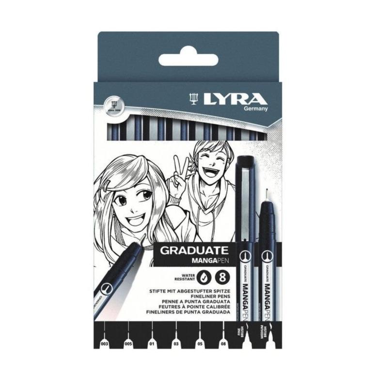 Graduate Ink Pens Lyra Graduate Mangapen Pigmented Ink Pens Pack of 8