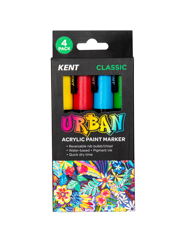 Kent Urban 6MM Nib Classic Paint Markers Pack of 4