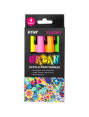 Kent Urban 6MM Nib Fluoro Paint Markers Pack of 4