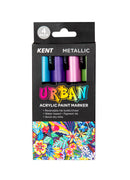 Kent Urban 6MM Nib Metallic Paint Markers Pack of 4