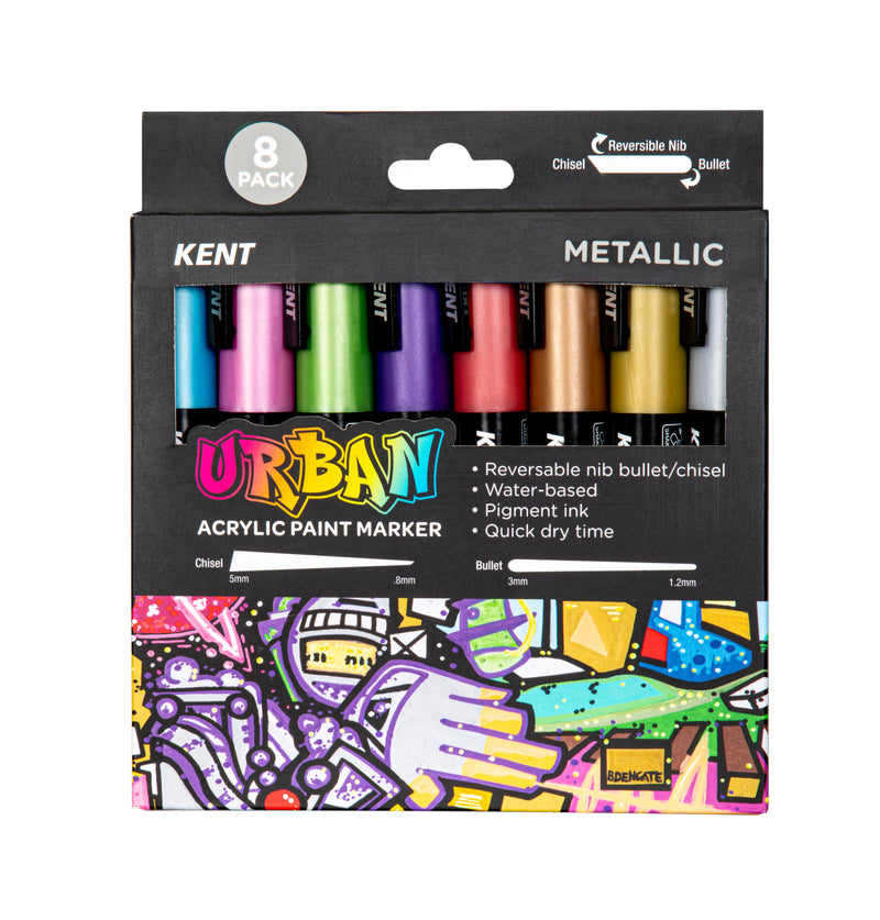 Kent Urban 6MM Nib Metallic Paint Marker Pack of 8