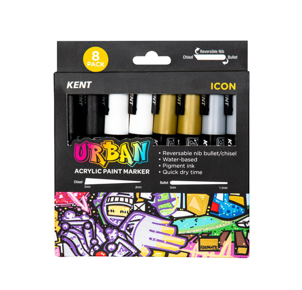 Kent Urban 6MM Nib Icon Paint Marker Pack of 8