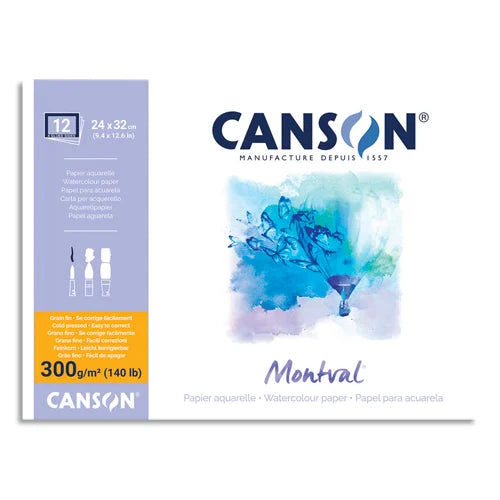 Canson Montval Cold Pressed 300gsm 12 Sheet Blocks