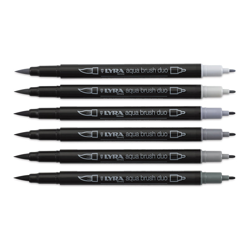 Lyra Grey Tones Aqua Dual Brush Markers Pack of 6