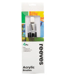 Reeves Acrylic White Synthetic Short Handle Brushes Pack Of 4