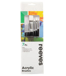 Reeves Acrylic White Synthetic Short Handle Brushes Pack Of 7