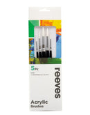 Reeves Acrylic White Synthetic Round Short Handle Brushes Set Of 5