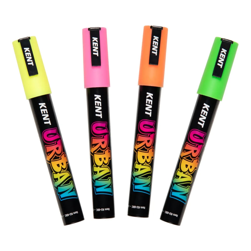 Kent Urban 3MM Nib Fluoro Paint Markers Pack of 4