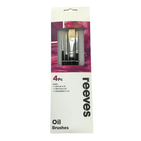 Reeves Oil Hog Short Handle Brushes Pack Of 4