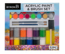 Jasart Byron Acrylic Pot & Brush 32 Piece Set