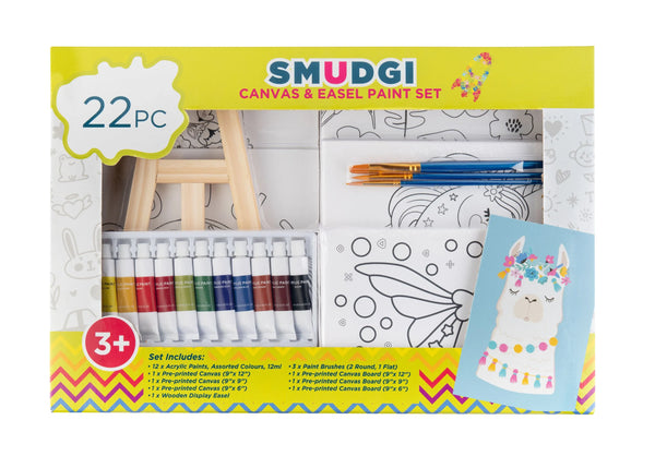 Smudgi Kids Canvas & Easel 22 Piece Set