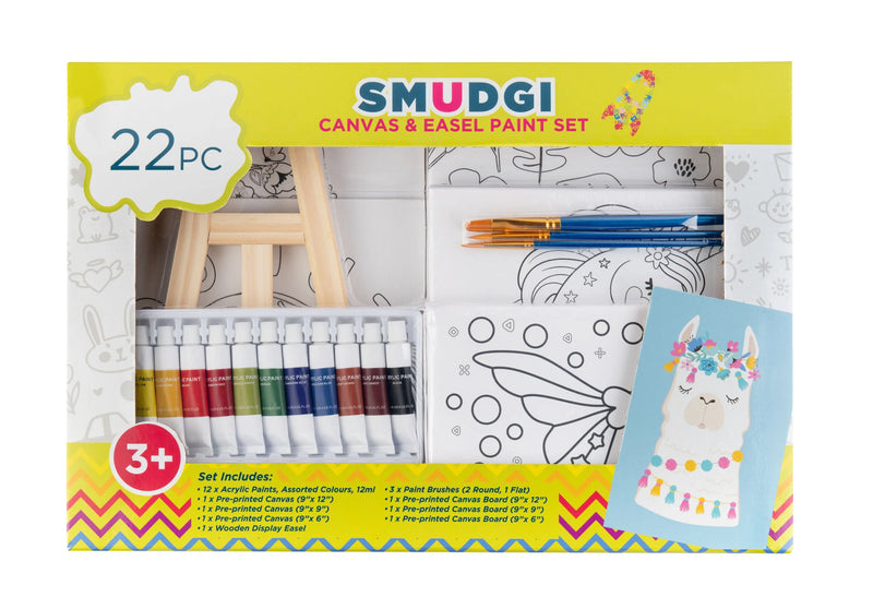 Smudgi Kids Canvas & Easel 22 Piece Set