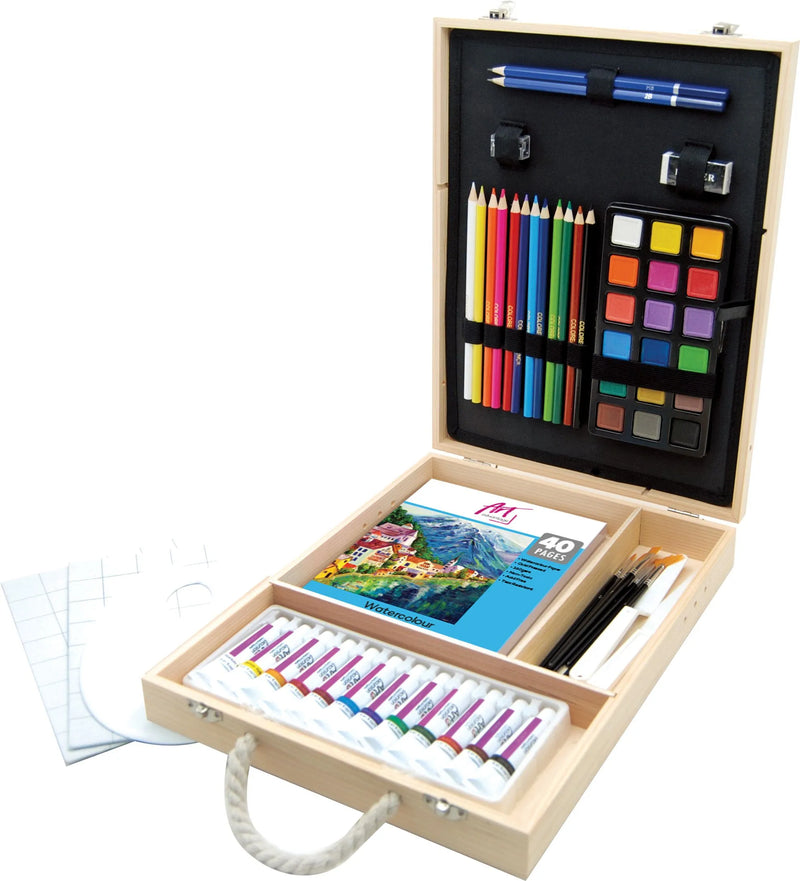 Art Advantage Wooden 59 Piece Painting Set