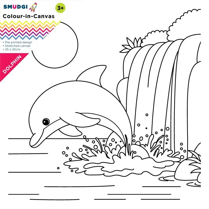 Smudgi 25X25CM Colouring Canvas Dolphin