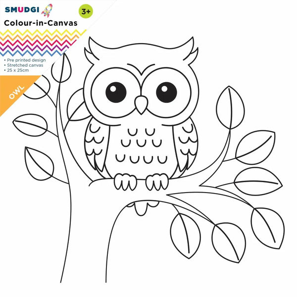 Smudgi 25X25CM Colouring Canvas Owl