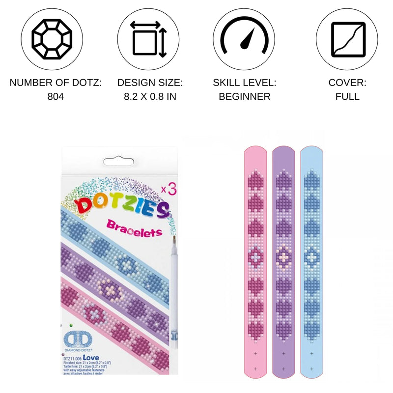Diamond Dotz Dotzies 3 Piece Bracelet Kit LOVE