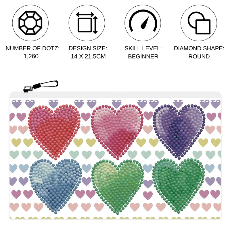 Diamond Dotz Dotzies Zipper Pouch Kit LOVEHEARTS