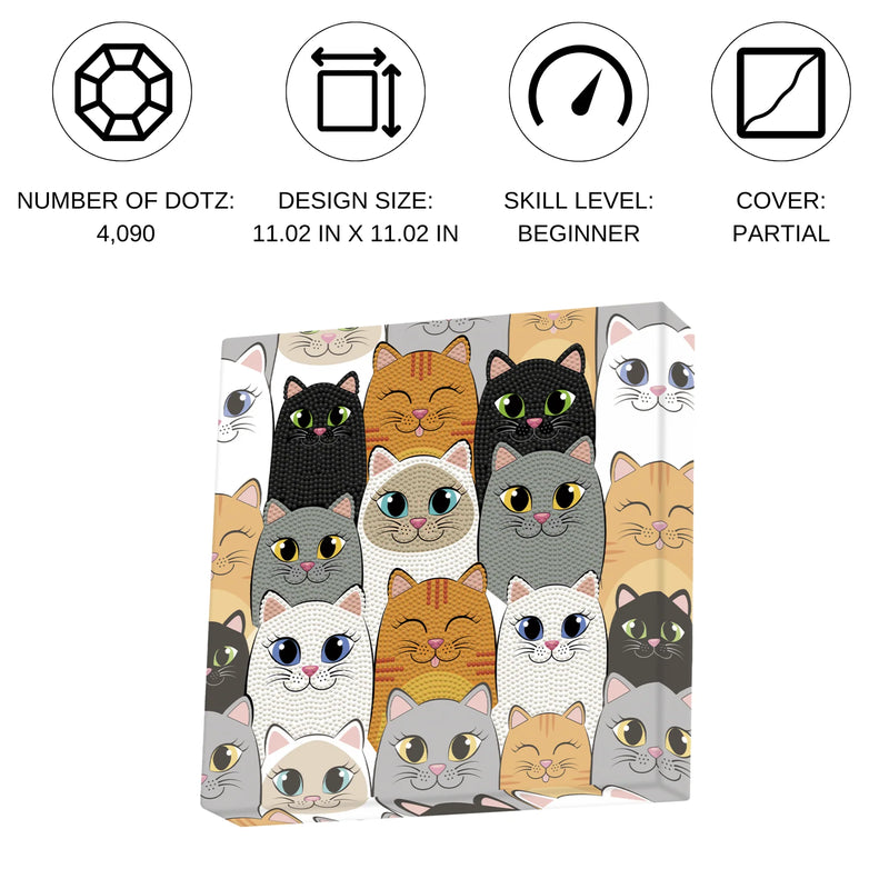 Diamond Dotz 28x28cm Diamond Painting Kit CAT CLAN 