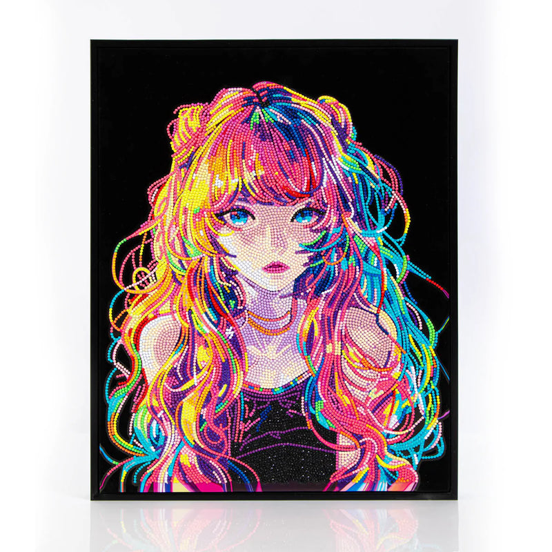 Diamond Dotz 14"X18" Neon Diamond Painting Kit ANIME GIRL 