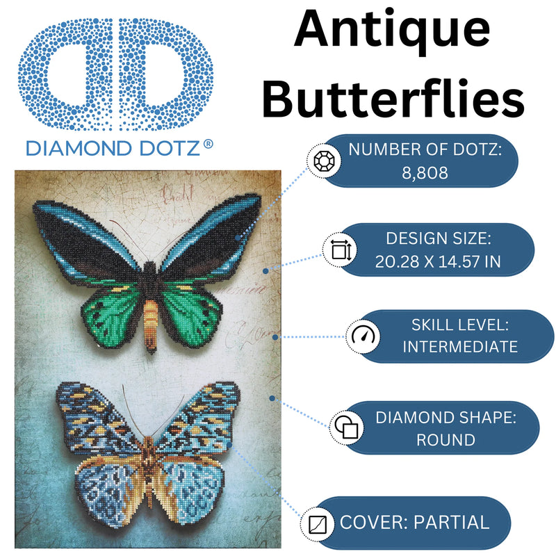 Diamond Dotz 14.6"x20.3" Diamond Painting Kit ANTIQUE BUTTERFLIES