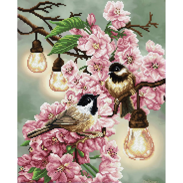 Diamond Dotz 16.5"x20.5" Diamond Painting Kit CHERRY BLOSSOMS & CHICKADEES 