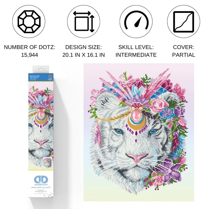 Diamond Dotz 16.1"x20.1" Diamond Painting Kit BOHEMIAN TIGER 