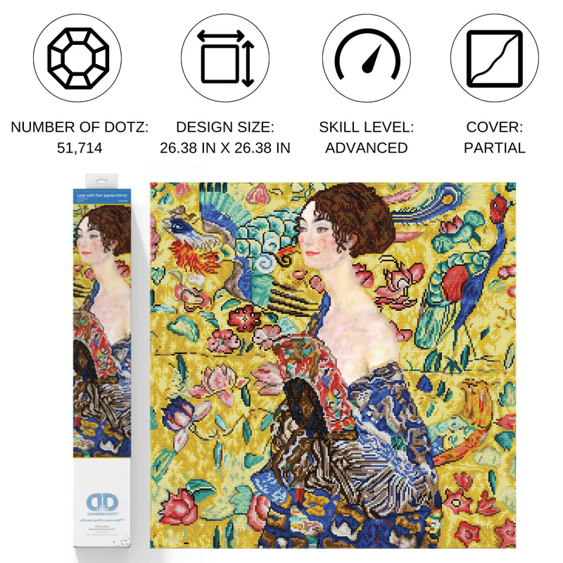 Diamond Dotz 26.4"x26.4" Diamond Painting Kit LADY WITH FAN APRES KLIMPT