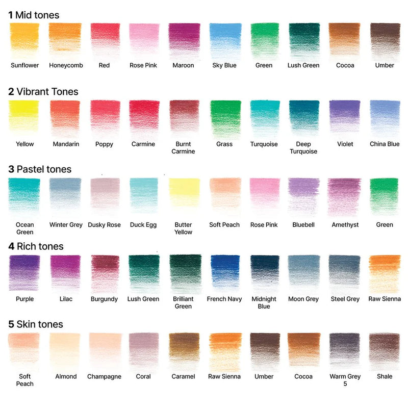 Winsor & Newton Studio Coloured Pencil Drawers 50 Piece Set