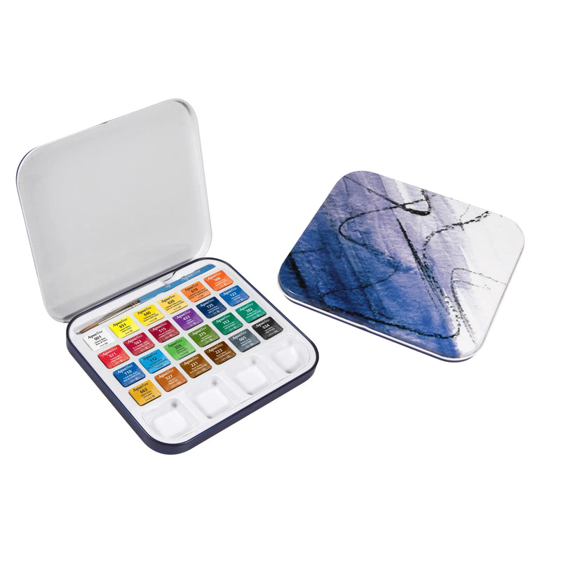 Daler Rowney Aquafine Half Pan Travel Tin of 24