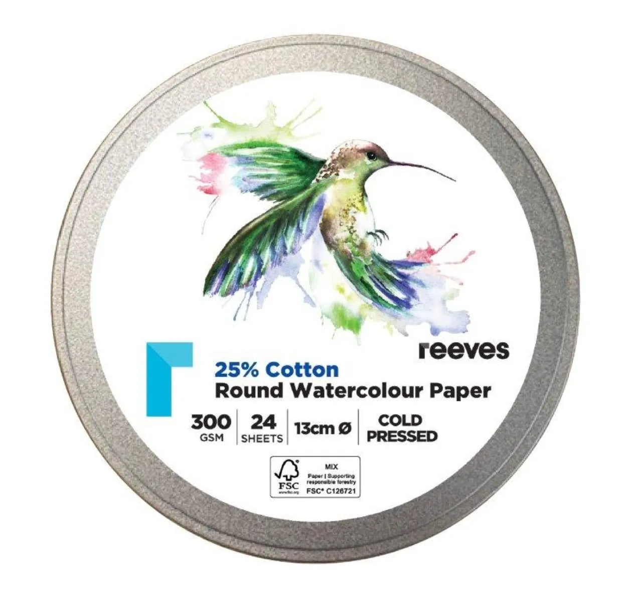 Reeves 300GSM Round Watercolour Paper Tin Set