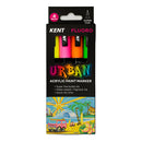 Kent Urban 1mm Nib Fluoro Paint Markers Pack of 4