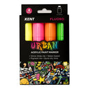 Kent Urban 10mm Nib Fluoro Paint Markers Pack of 4