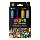 Kent Urban 10mm Nib Metallic Paint Markers Pack of 4
