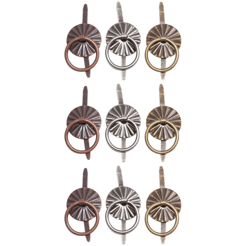 Tim Holtz Idea-Ology Metal Ring W/Brad Fastener Antique Nickel, Brass & Copper 9 Pieces