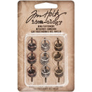 Tim Holtz Idea-Ology Metal Ring W/Brad Fastener Antique Nickel, Brass & Copper 9 Pieces