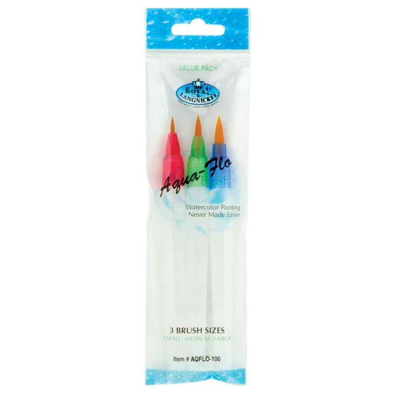 Royal Aqua Flow Watercolour Painting Brushes Assorted Sizes Pack Of 3