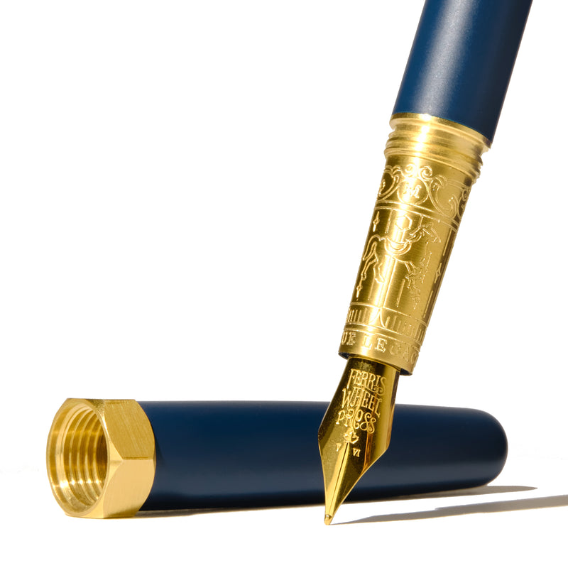 Ferris Wheel Press Brush Crystal Blue Legacy Gold Medium Fountain Pen Nib