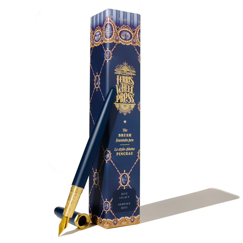 Ferris Wheel Press Brush Crystal Blue Legacy Gold Medium Fountain Pen Nib