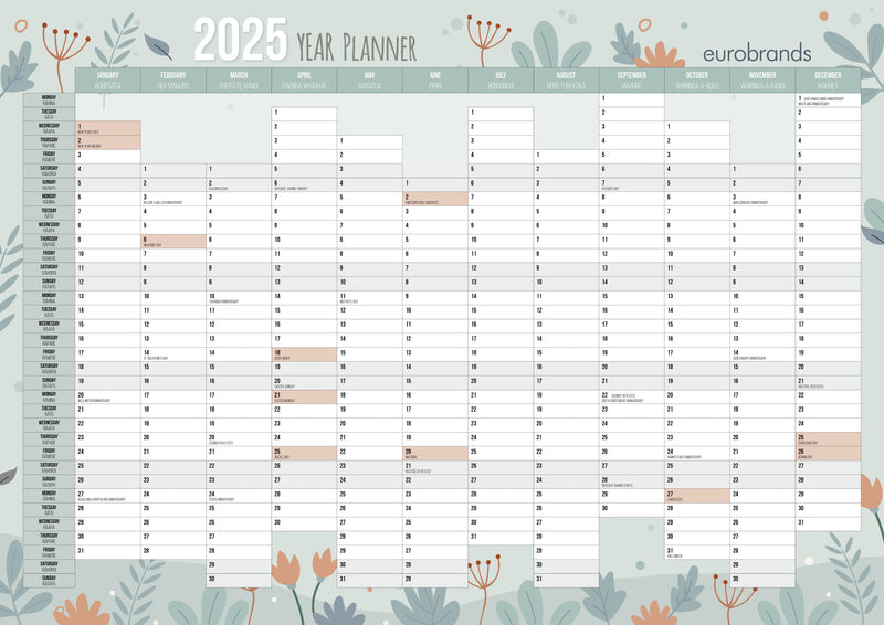 Eurobrands Designer Unlaminated Odd Year Wallplanner