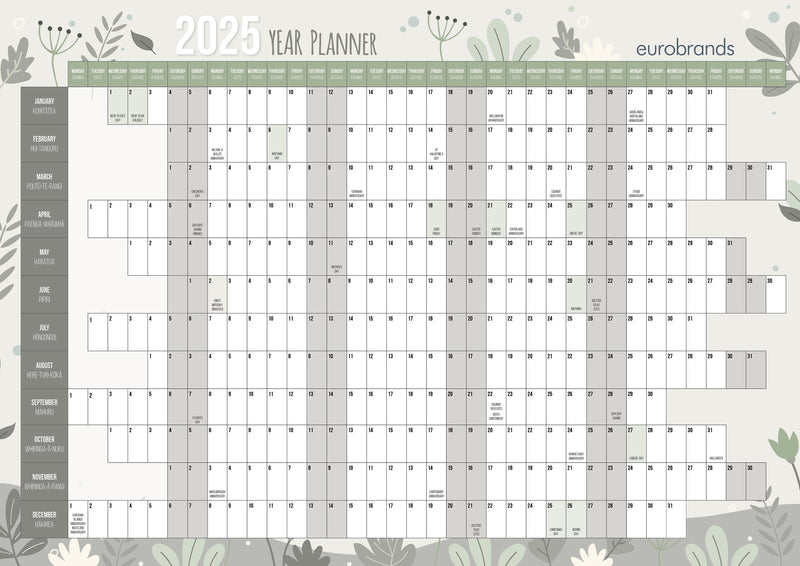 Eurobrands Designer Unlaminated Odd Year Wallplanner
