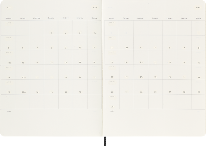 Moleskine 12 Month Weekly + Notes SC XL Diaries