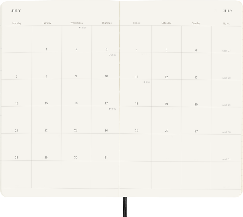 Moleskine 12 Month Monthly SC Black Diaries