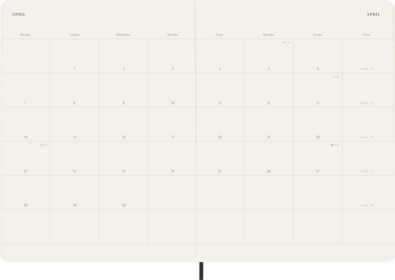 Moleskine 12 Month Monthly SC Black Diaries