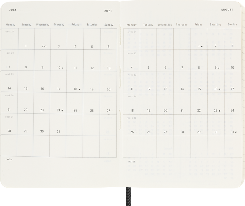 Moleskine 12 Month Weekly + Notes SC Pocket Diaries